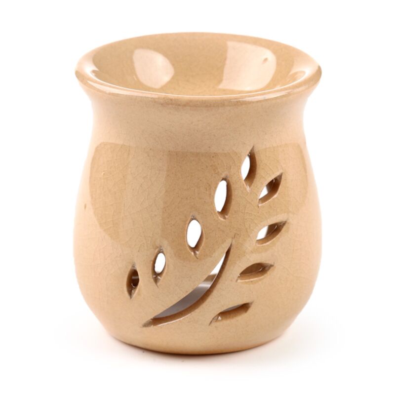 Brûleur beige en céramique - Feuilles