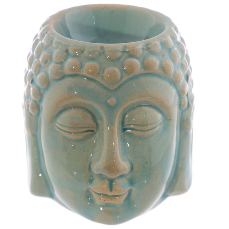 Brûleur bleu en céramique - Petite tête de Bouddha