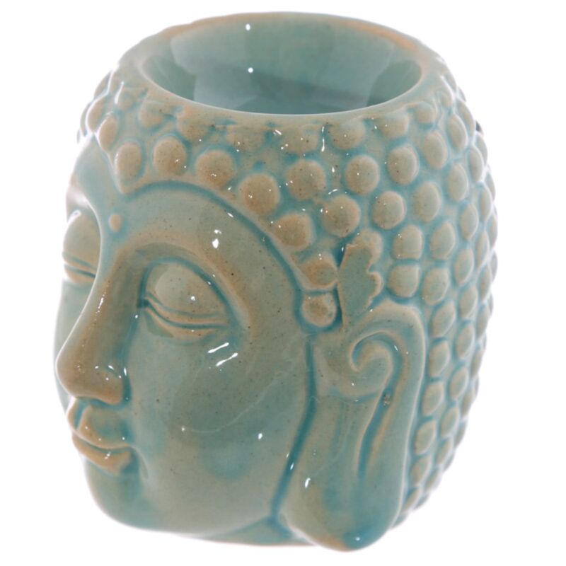 Brûleur bleu en céramique - Petite tête de Bouddha