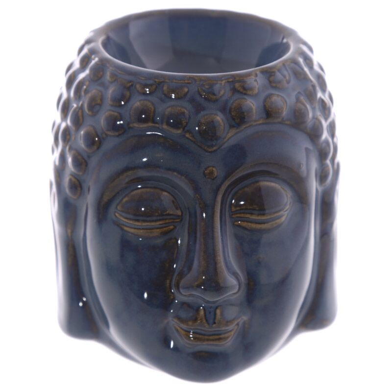 Brûleur bleu violet en céramique - Petite tête de Bouddha