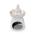 Brûleur Blanc A Huile Boudha sur Fleur de Lotus